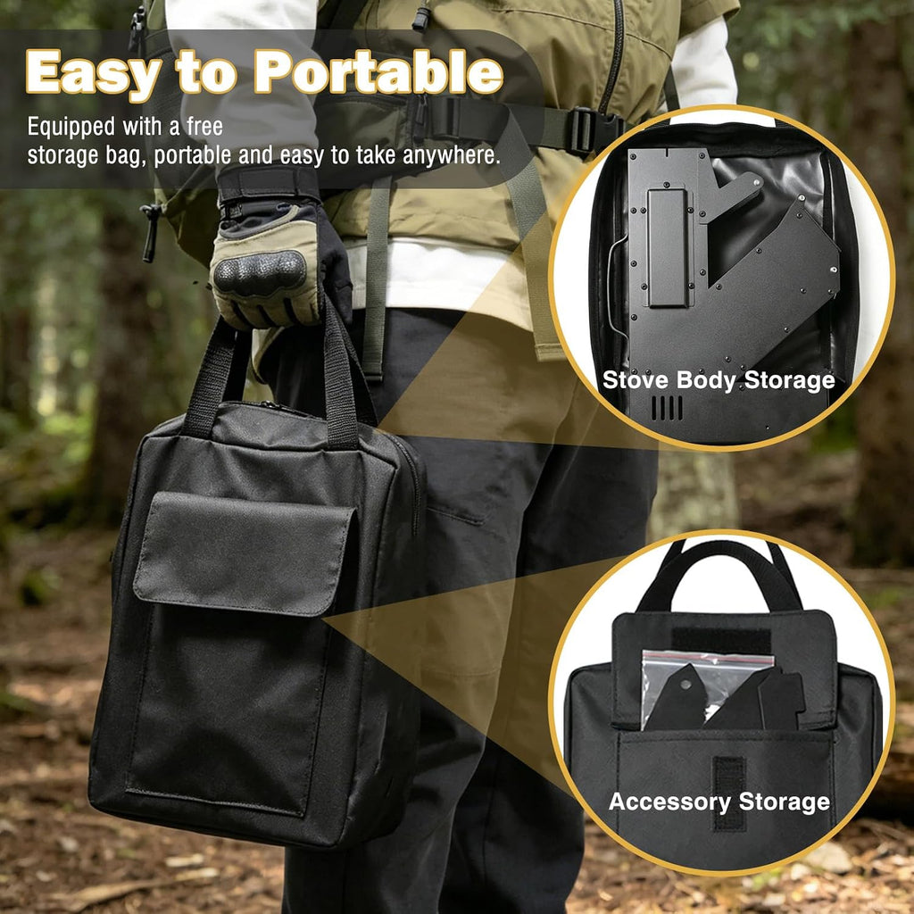 Zarkind Smokeless Rocket Stove with Secondary Combustion - Portable Camping Wood Stove with Ash Drawer & Detachable Legs